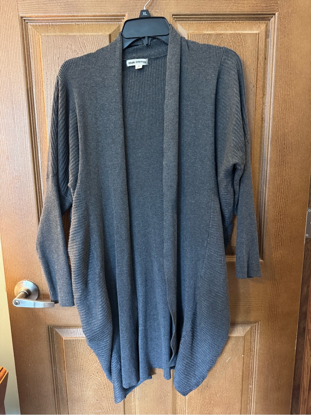 Women’s Zenna Outfitters Charcoal Open-Front Ribbed Knit Cardigan Size Medium